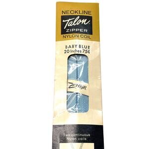 Vintage Talon Zipper Nylon Coil Neckline 20 inch Baby Blue Zephyr Deadstock